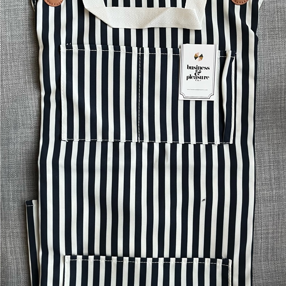 Business & Pleasure Navy and White Striped Kitchen Apron